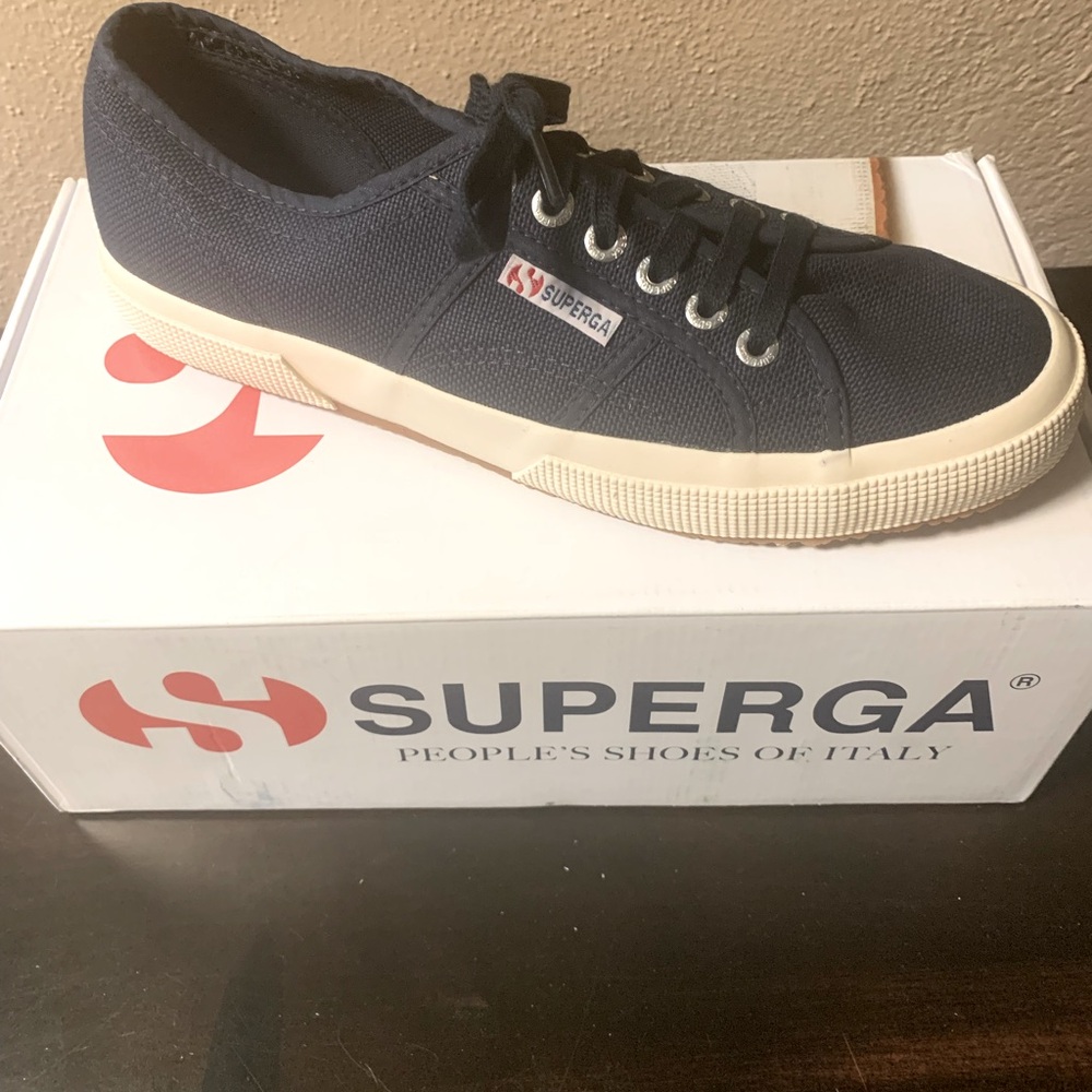 Superga Canvas Sneaker - Navy Blue with off white sole. US Size 9.5